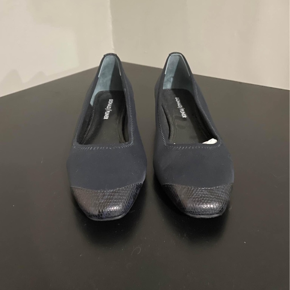 Donald J. Pliner Navy Blue Flats with Textured Toe